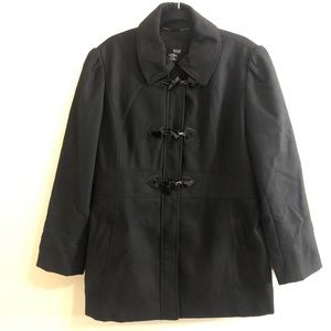 A.N.A Black pea coat with zipper and hooks